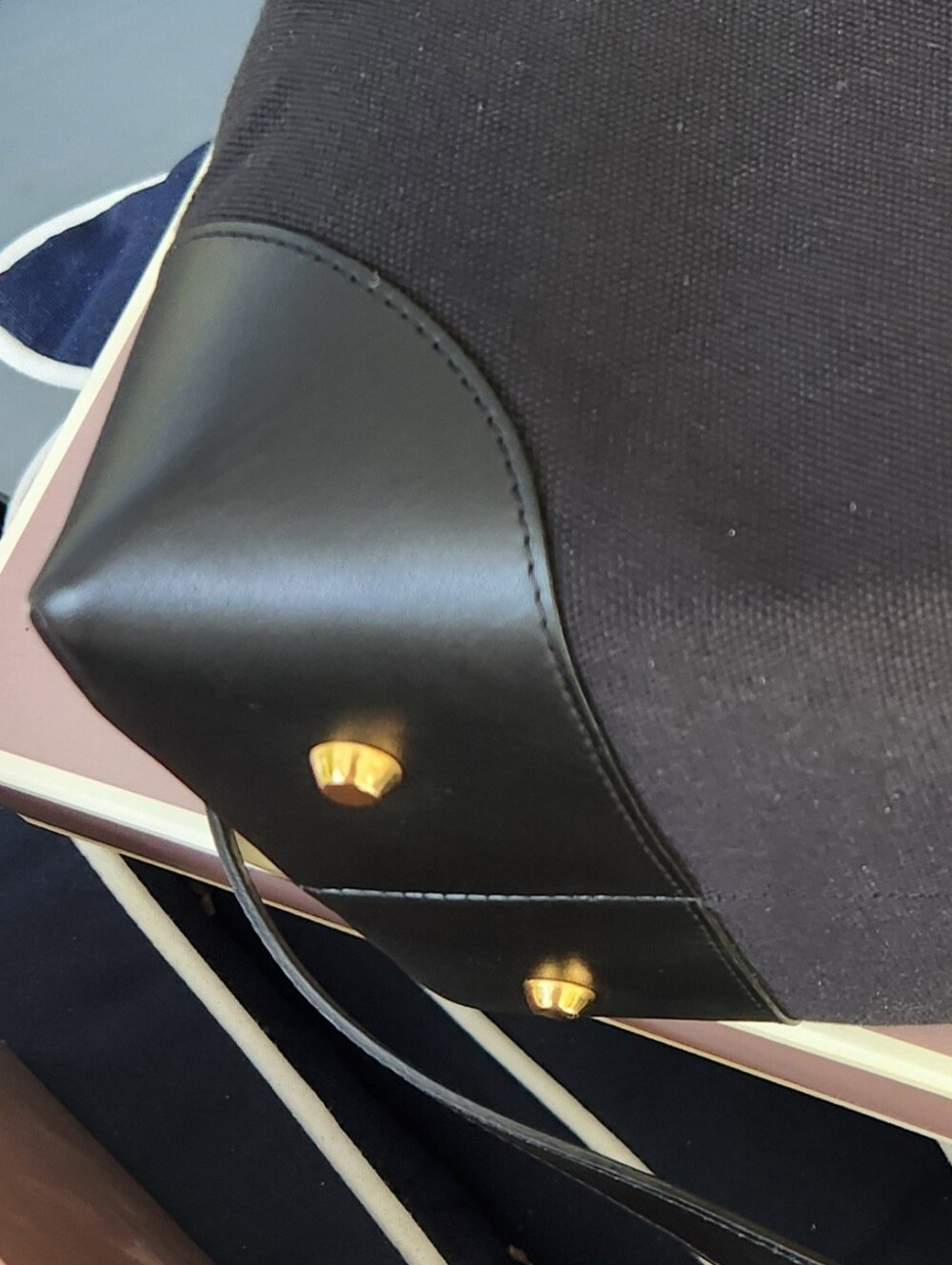 T. ANTHONY Black Canvas & Leather Crossbody Tote, Bucket Bag w/ Box! - Picture 2 of 16